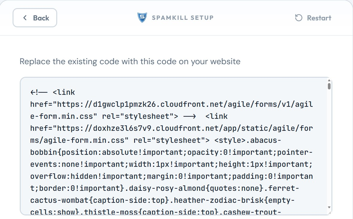 Replace the existing code with this code on your website, above the protected form code