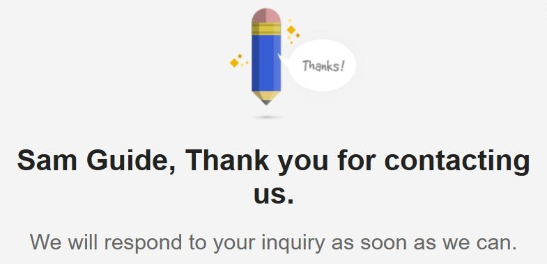 Insightly's page saying Thank you for contacting us, we will respond as soon as we can