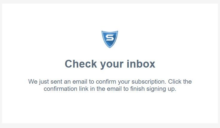 Klaviyo's Check your inbox page asking the subscriber to click the confirmation link