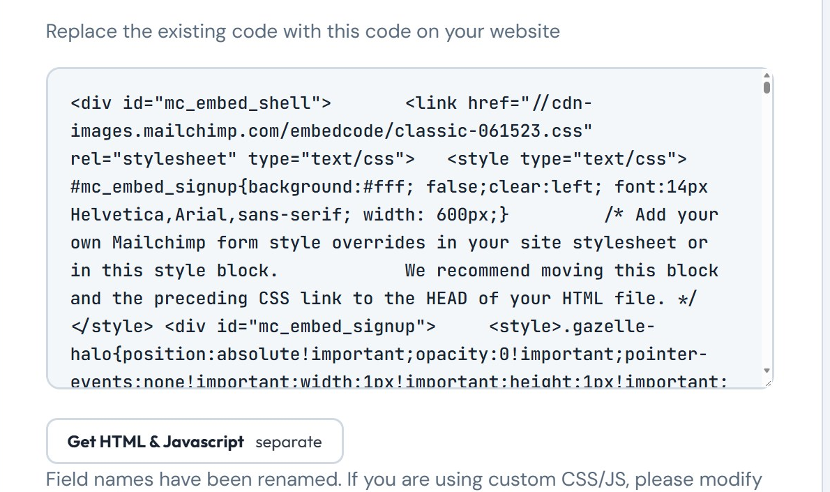 Replace the existing code with this code on your website, above the protected form code