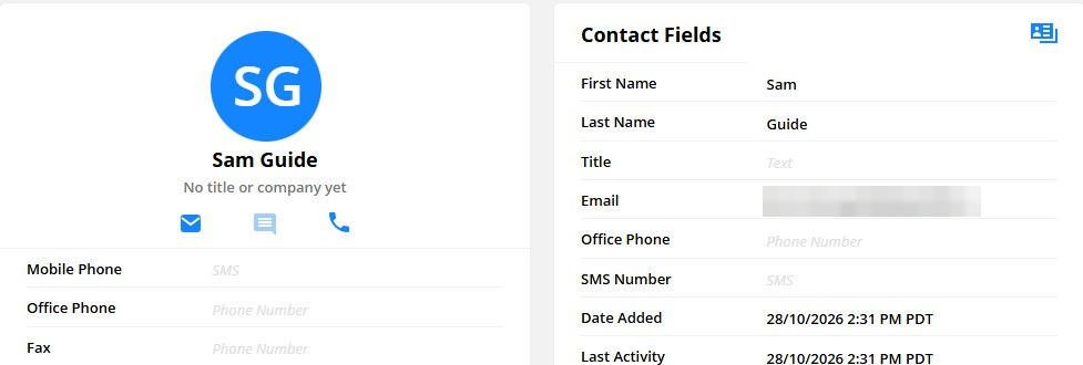 The new Ontraport contact with the test first name and last name