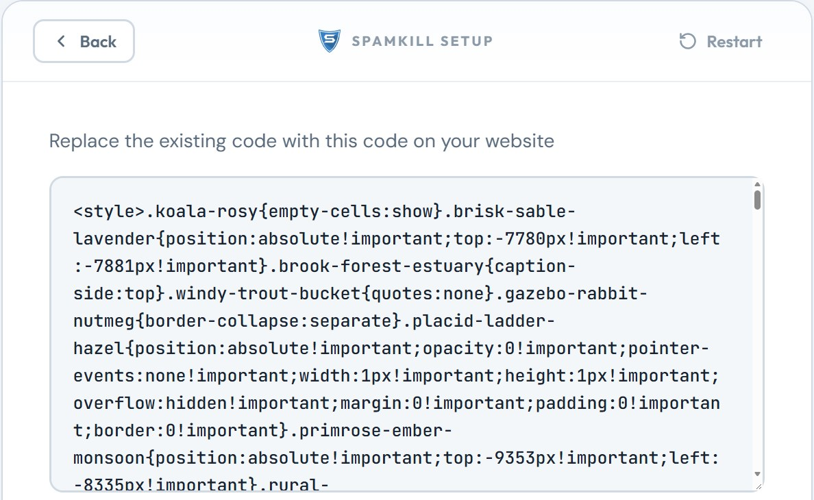 Replace the existing code with this code on your website, above the protected form code