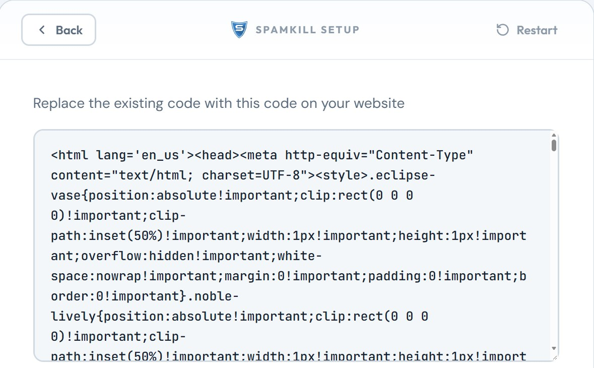 Replace the existing code with this code on your website, above the protected form code