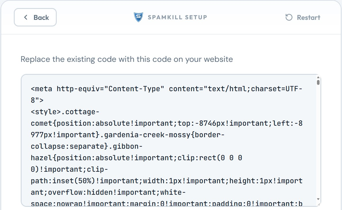 Replace the existing code with this code on your website, above the protected form code
