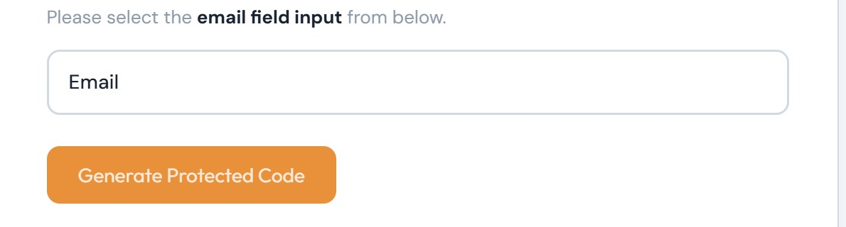 The email field set to Email and the Generate Protected Code button
